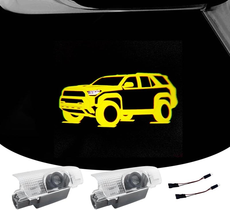 akarin 2 PCS LED Car Door Logo Lights Compatible for 4Runner 2010-present Courtesy Projector Laser Welcome Light Puddle Lamp Car Accessories (4R 2025 Yellow, for 4R 2010-present) - Image 1